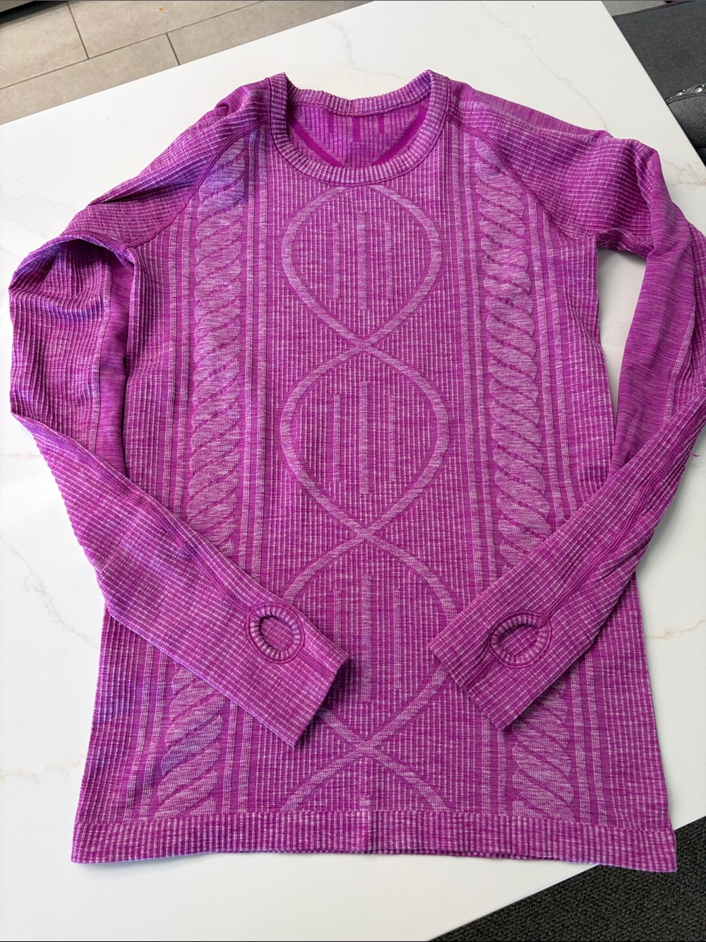 lululemon athletica Purple Cable-Knit Long Sleeve Top